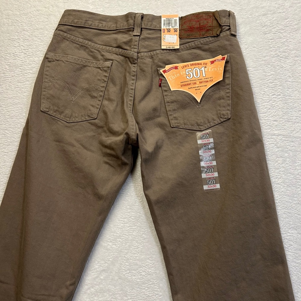 Levi's 501 Original Fit Jeans Straight Leg Button Fly Mens 32x30 Brown Y2K NWT